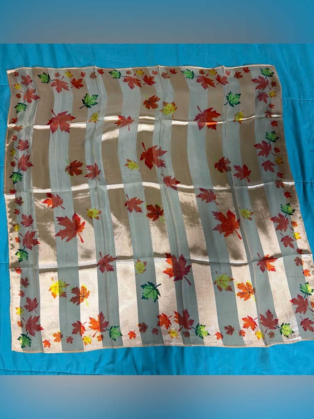 Autumn Leaf Decorative Table Scarf in Beige and Multicolor